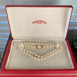 Authentic Majorica 24” Single Strand Simulated Pearl Necklace with Original box